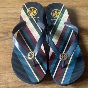 Tory Burch Multicolor Striped Flip Flops